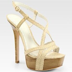 ALICE AND OLIVIA Leia Embossed Snake Slingbacks